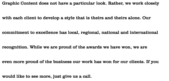 Graphic Content's extensive portfolio